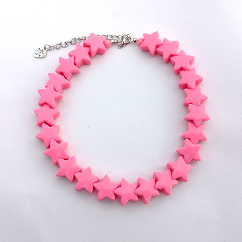 Wholesale Acrylic Beads Green Star Beaded Necklace