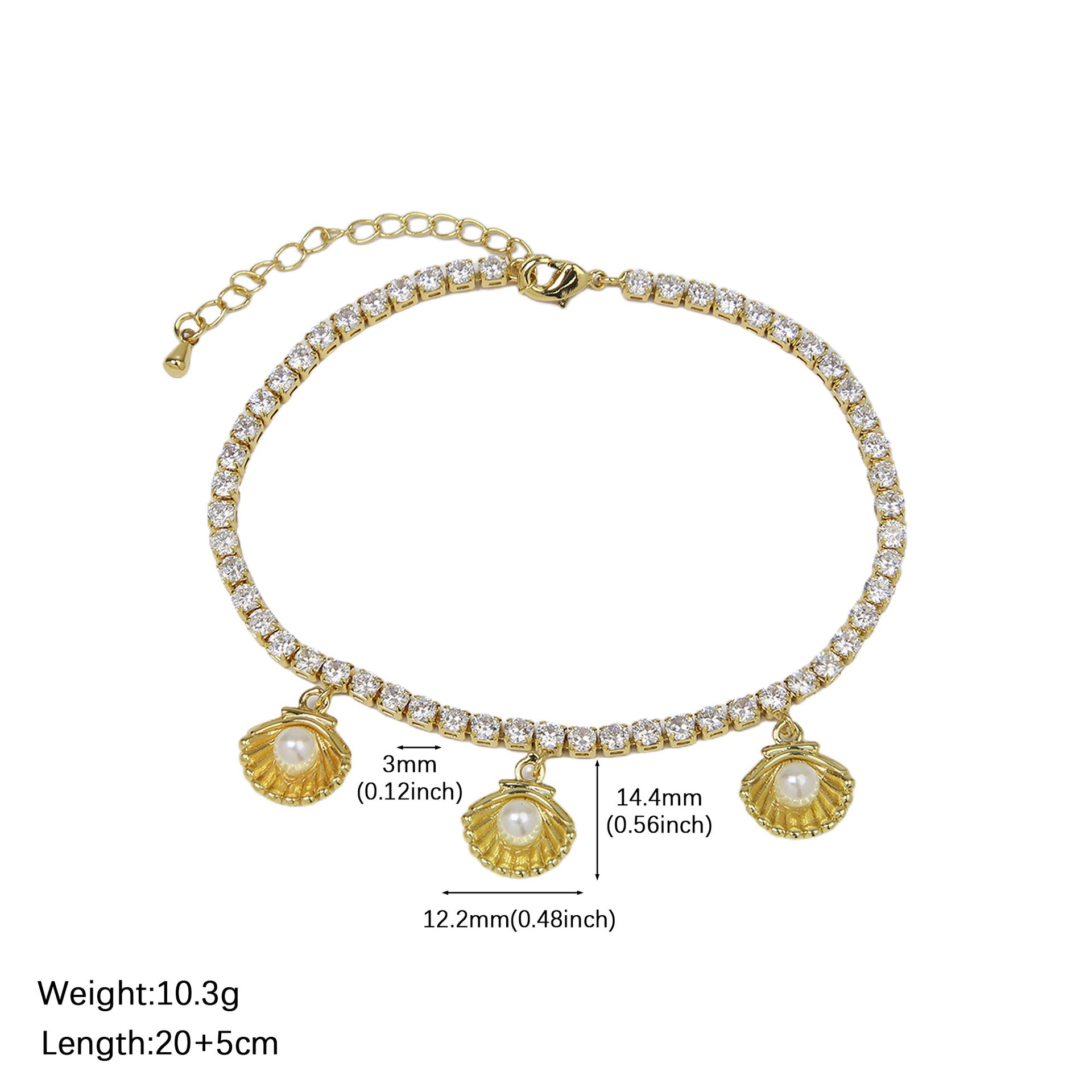 Wholesale Full diamond zircon anklet starfish shell anklet