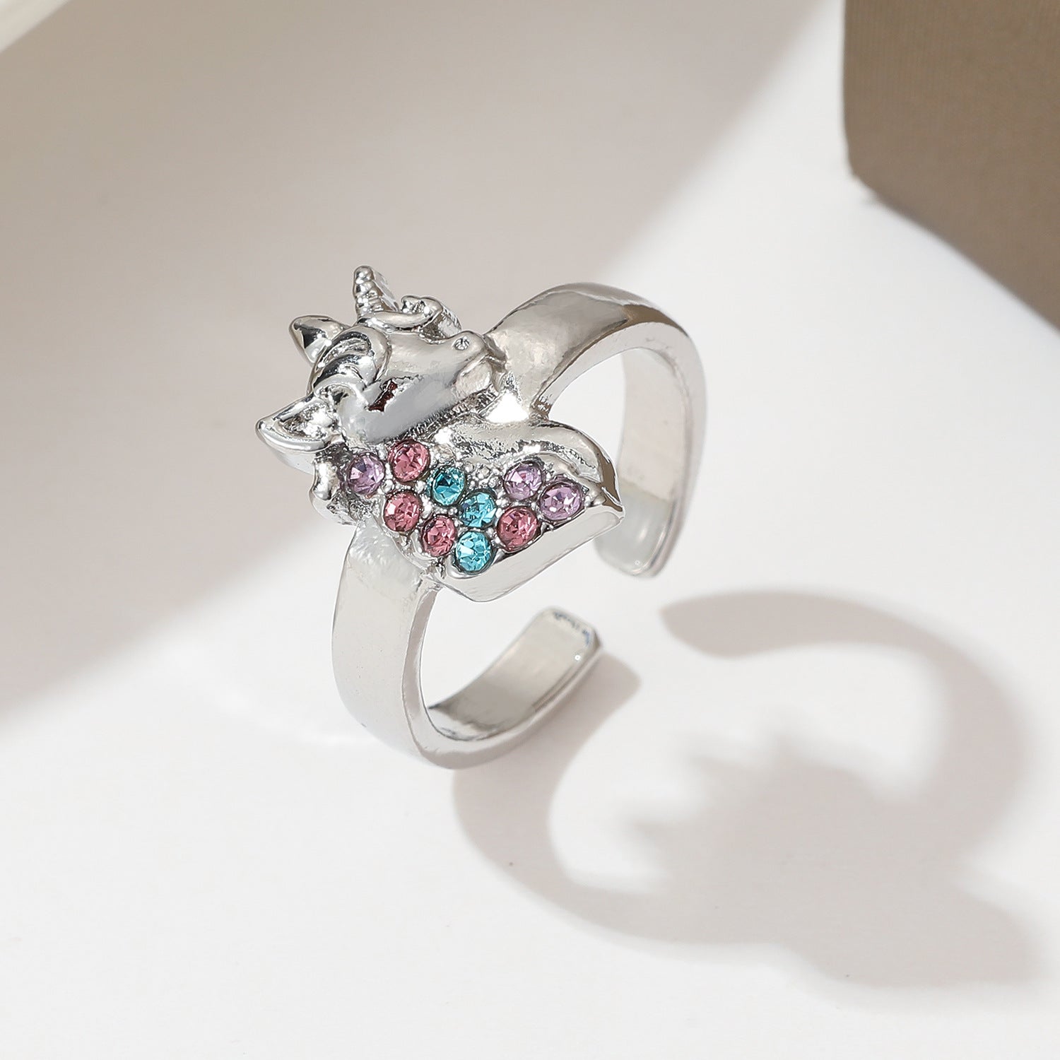 Wholesale cartoon unicorn ring colorful adjustable ring