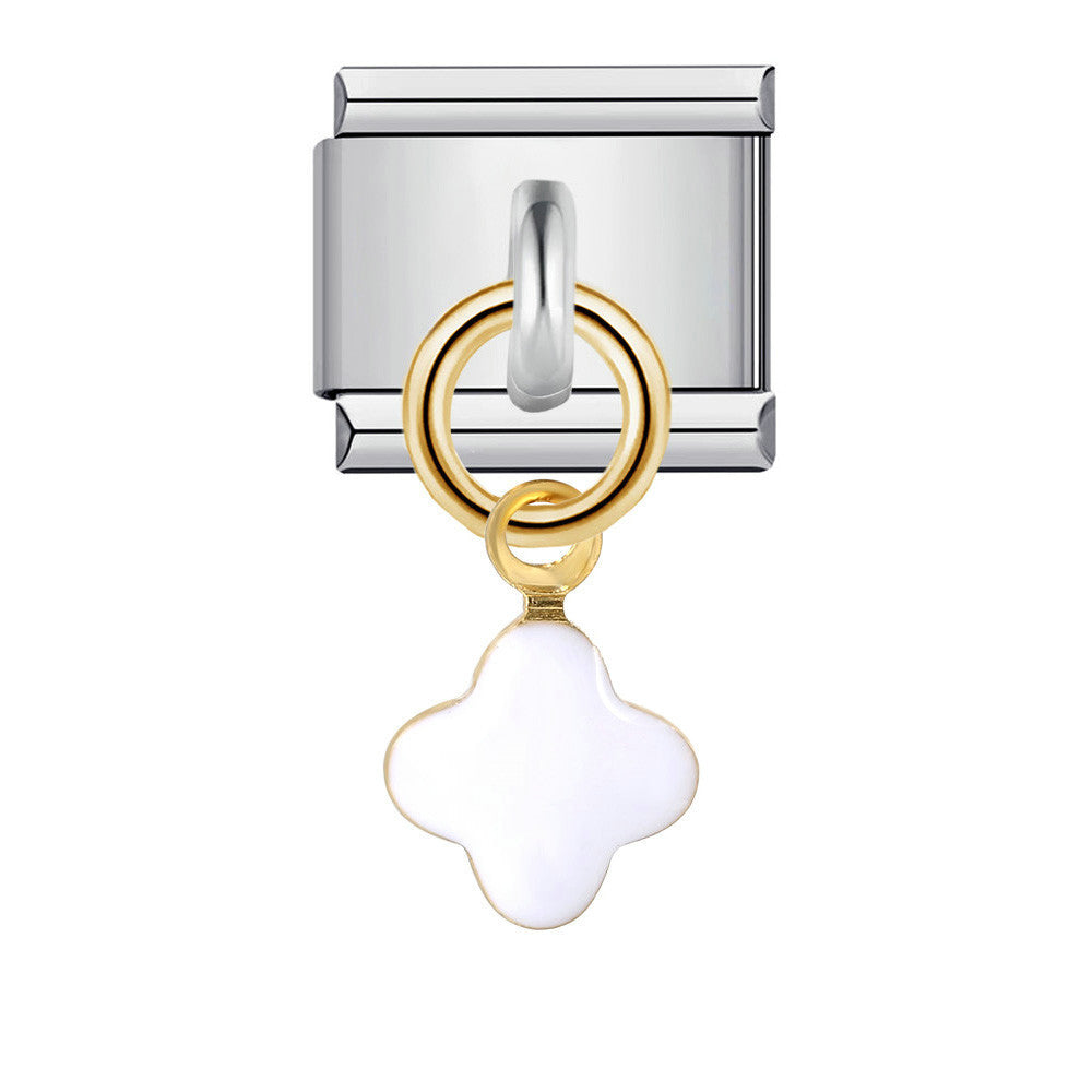 Wholesale Italian modular  Stainless steel gold-plated oil drip DIY bracelet