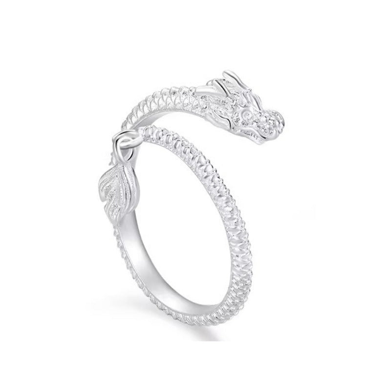 Wholesale Pure Silver 990 Dragon Swing Tail Ring