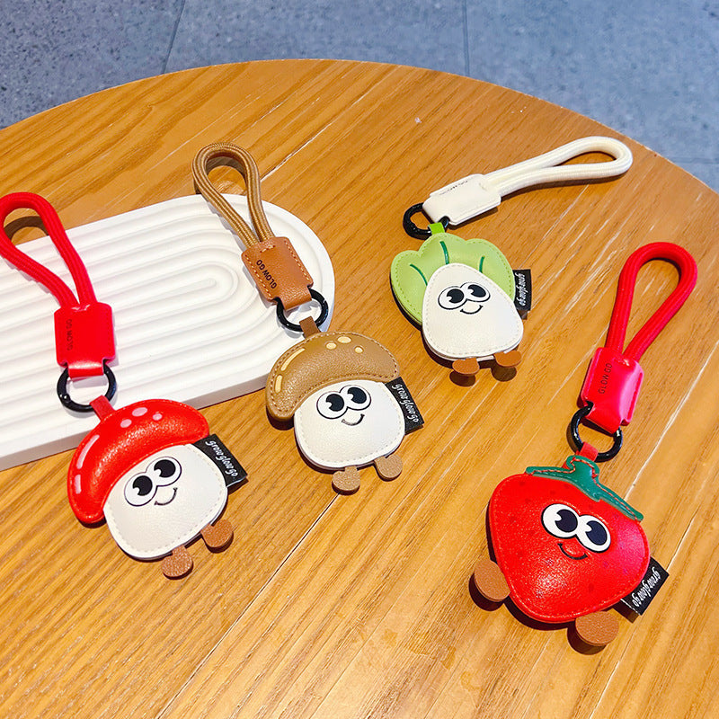 Wholesale Creative Leather Strawberry Keychain Pendant Cute Fruit Car Key Chain Bag Charm Gift Resale