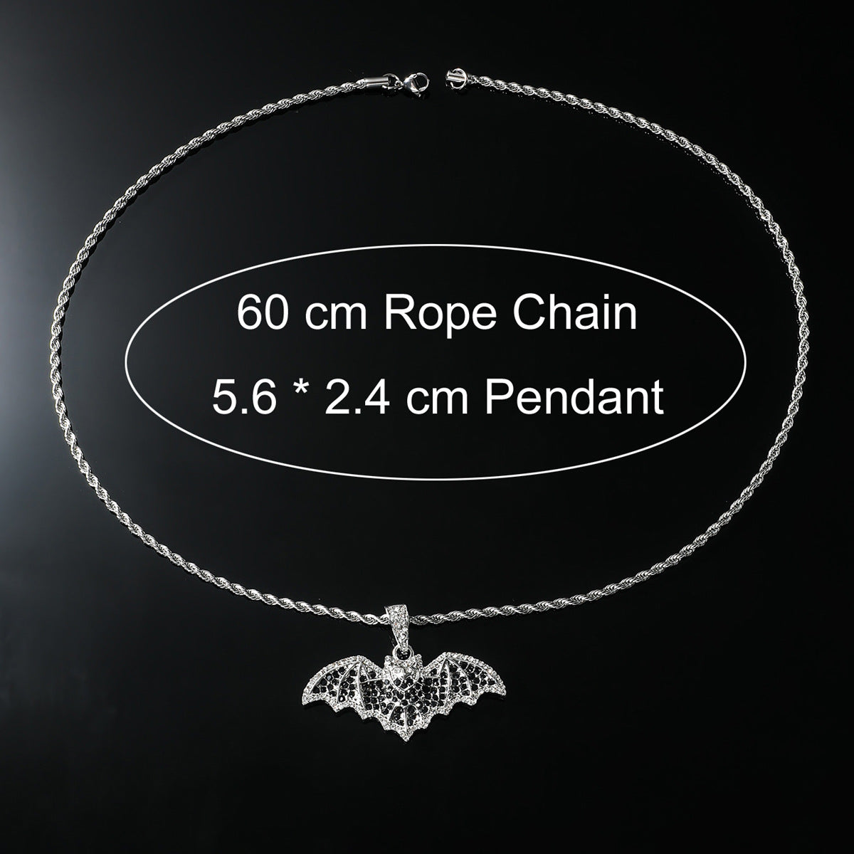 Wholesale dark Gothic style diamond-embedded bat pendant necklace sweater chain
