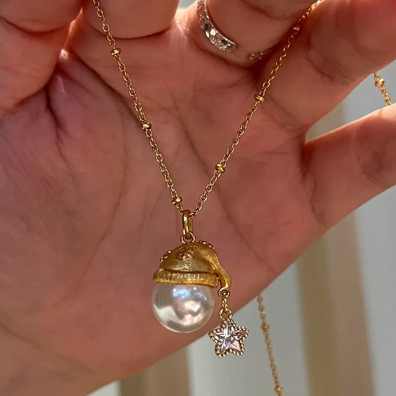 Wholesale Christmas hat star necklace