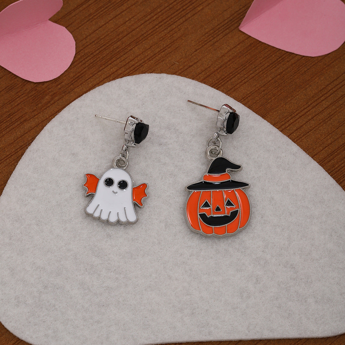Wholesale Halloween Cartoon Ghost Pumpkin Skull Asymmetrical Earrings ACC-ES-ZhuiWo006