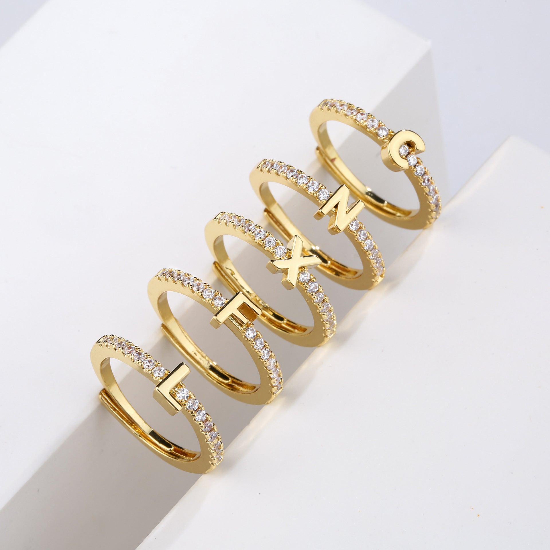 Wholesale 26 English Letter Ring Openings Adjustable Rings ACC-RS-KLE005