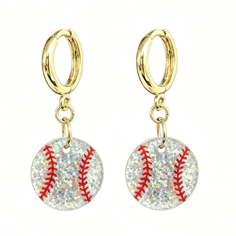 Wholesale Cute Football Earrings Shiny Acrylic Pendant Jewelry Fashion Accessory Gift For Boutique Resale