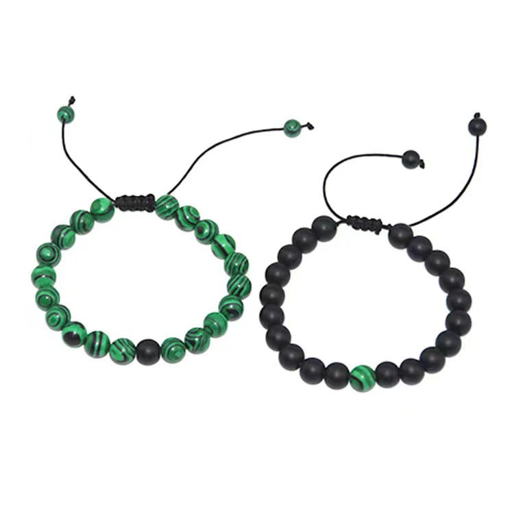 Wholesale matte black frosted malachite couple bracelet ACC-BT-Shuxin005