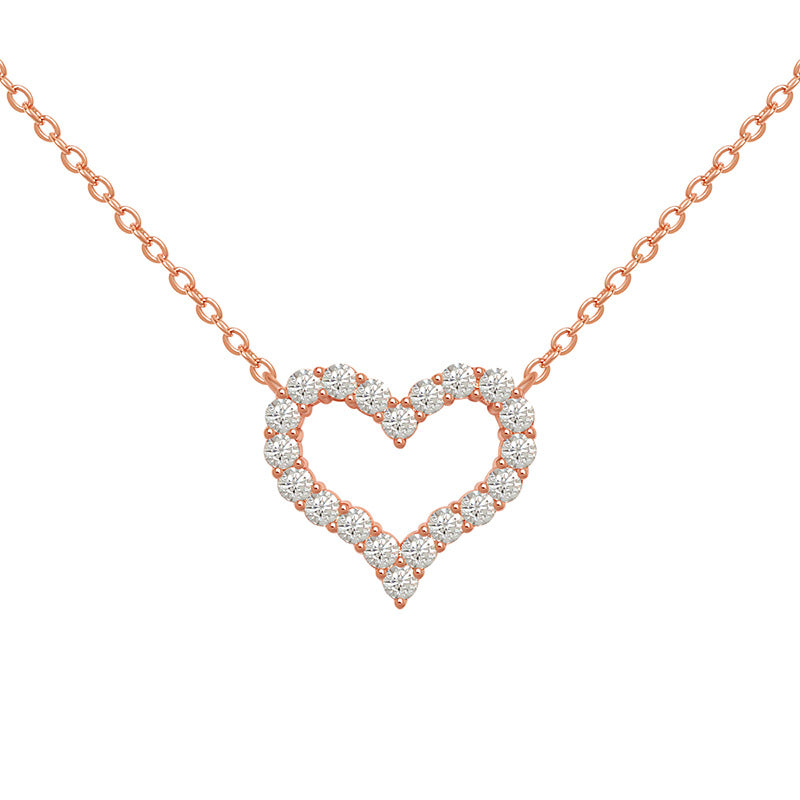 Wholesale 18K All-match Peach Heart Clavicle Chain Rose Gold Love Necklace