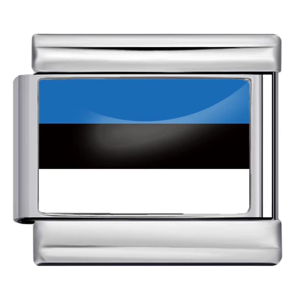 Wholesale 5pcs Italian Charm Bracelet 9mm DIY Splicing World Flag Series Stainless Steel Composable Bracelet