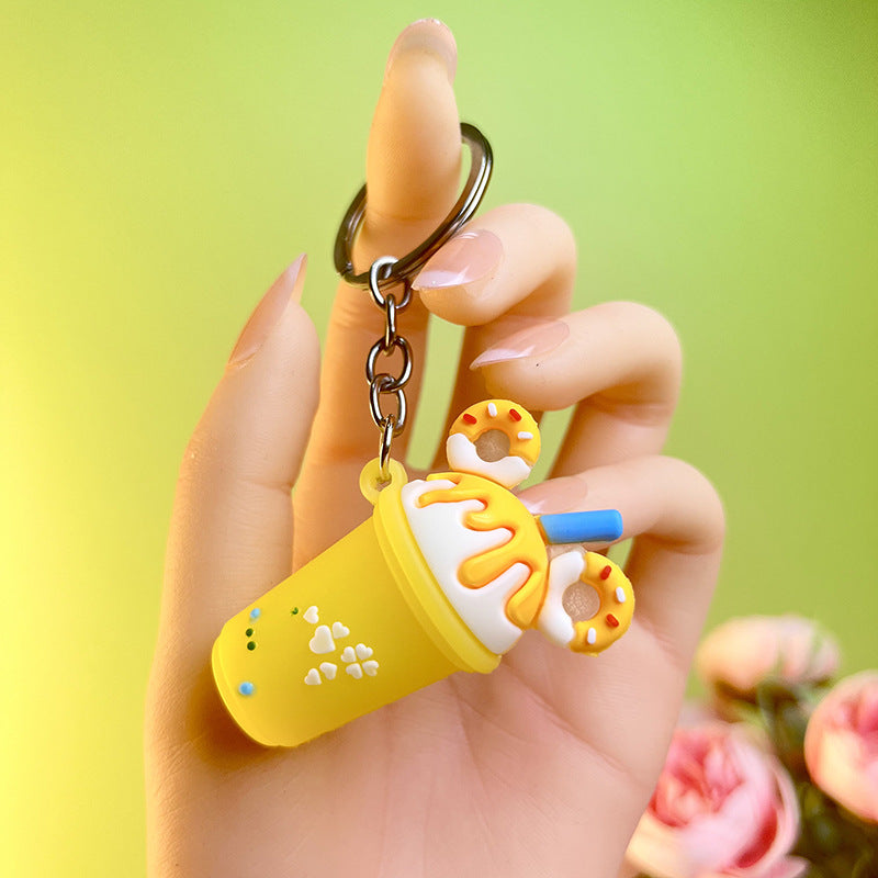 Wholesale Korean Style Ice Cream and Milk Tea Silicone Keychain,  Fashion Car Key Accessory,  Boutique Gift