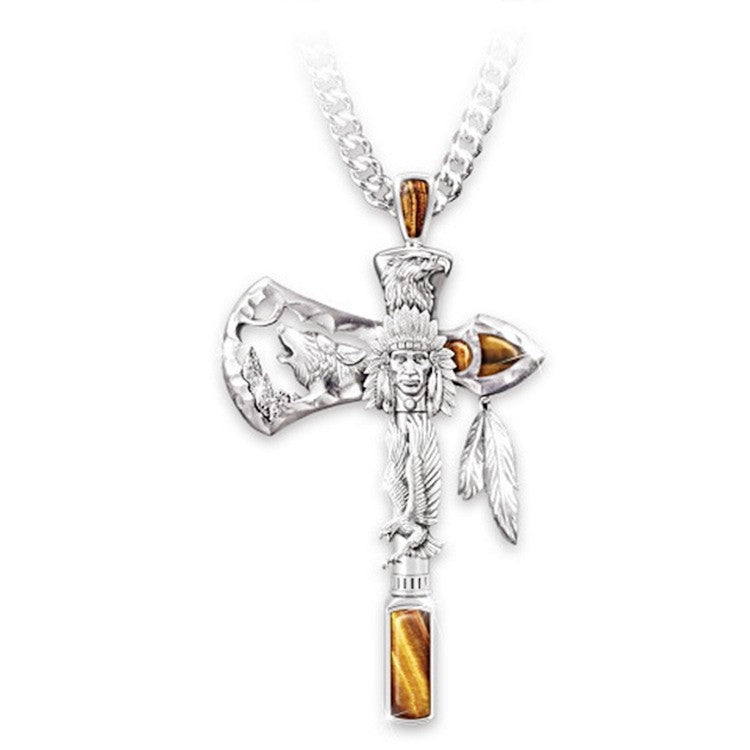 Wholesale  Retro Indian Totem Cross Necklace