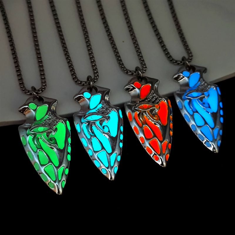 Wholesale Titanium steel chain vintage Viking triangle luminous shield Eye of Horus men' s pendant