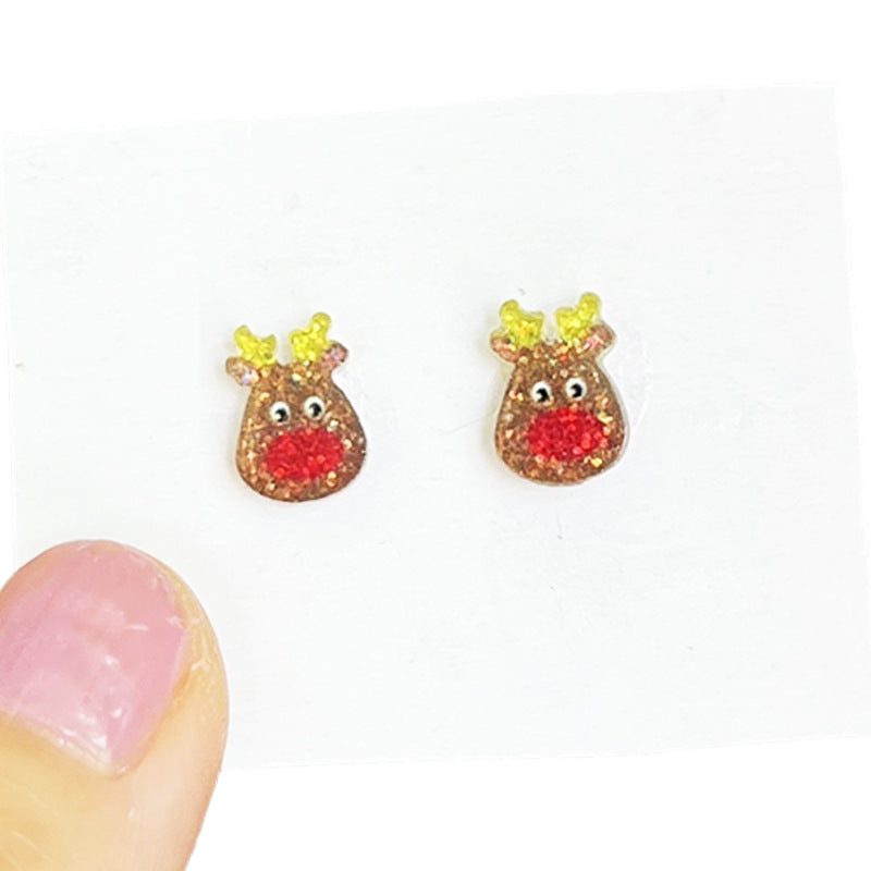 Wholesale 2 pairs/ pack Christmas tree bow gingerbread shiny earrings