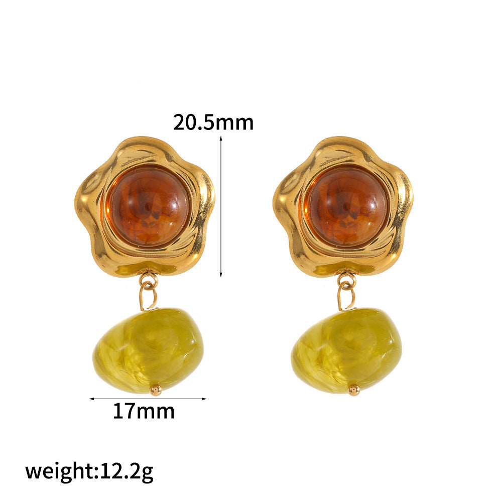 Wholesale Stylish Teardrop Resin Earrings With Stainless Steel Posts Trendy Everyday Jewelry Accessory