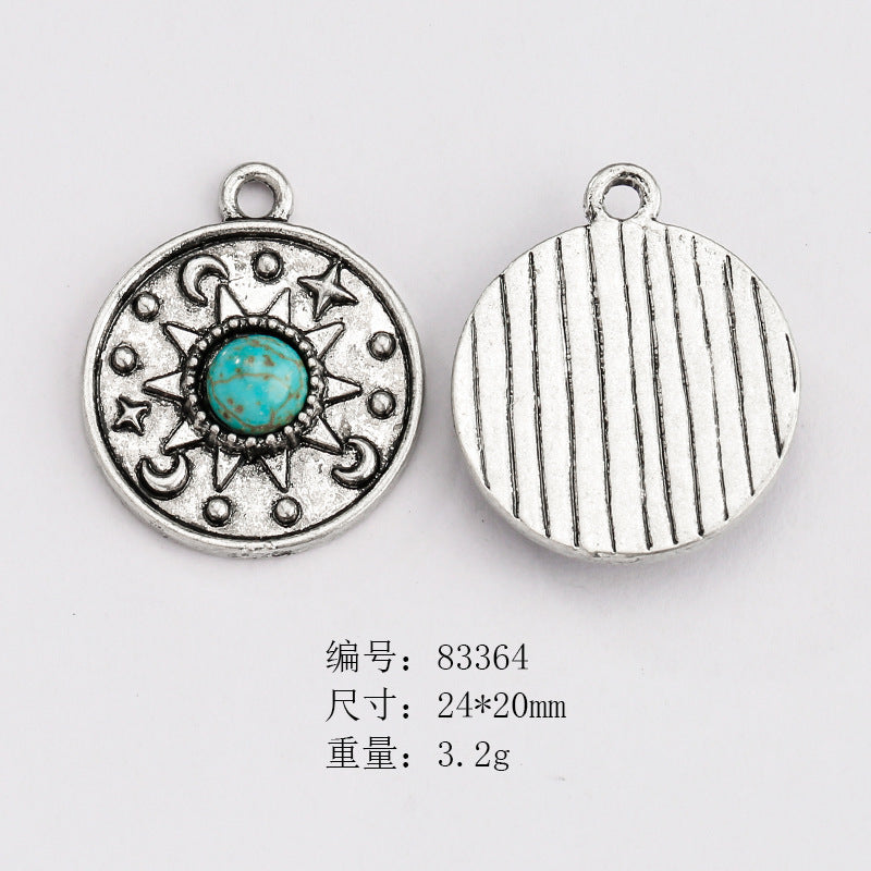 Wholesale Ethnic Retro Style Turquoise Alloy Diy Bracelet Necklace Pendant Accessories ACC-PT-Yongc003