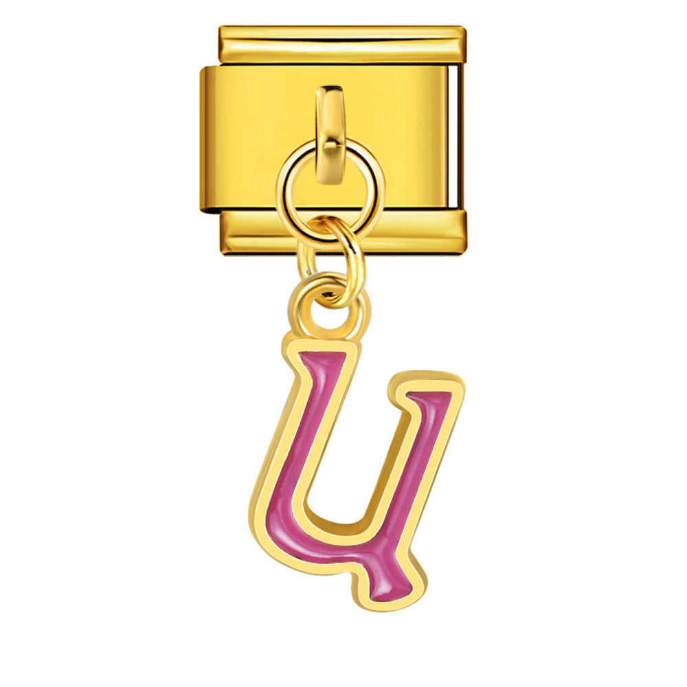 Wholesale Italian Charm Bracelet 9mm DIY Splicing Letter Series Stainless Steel Composable Bracelet