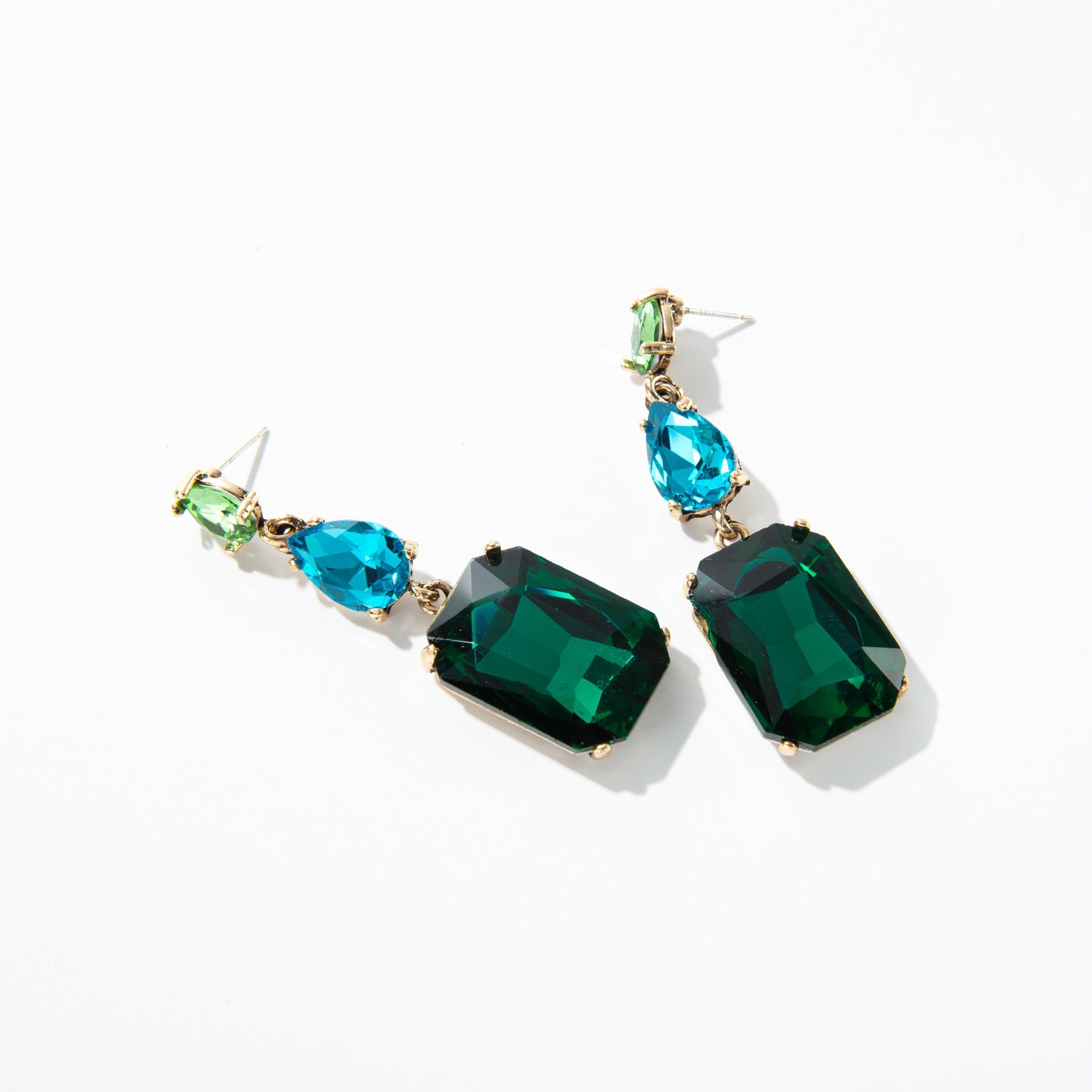 Wholesale Gemstone Series Geometric Square Drop Crystal Earrings ACC-ES-Qunq002