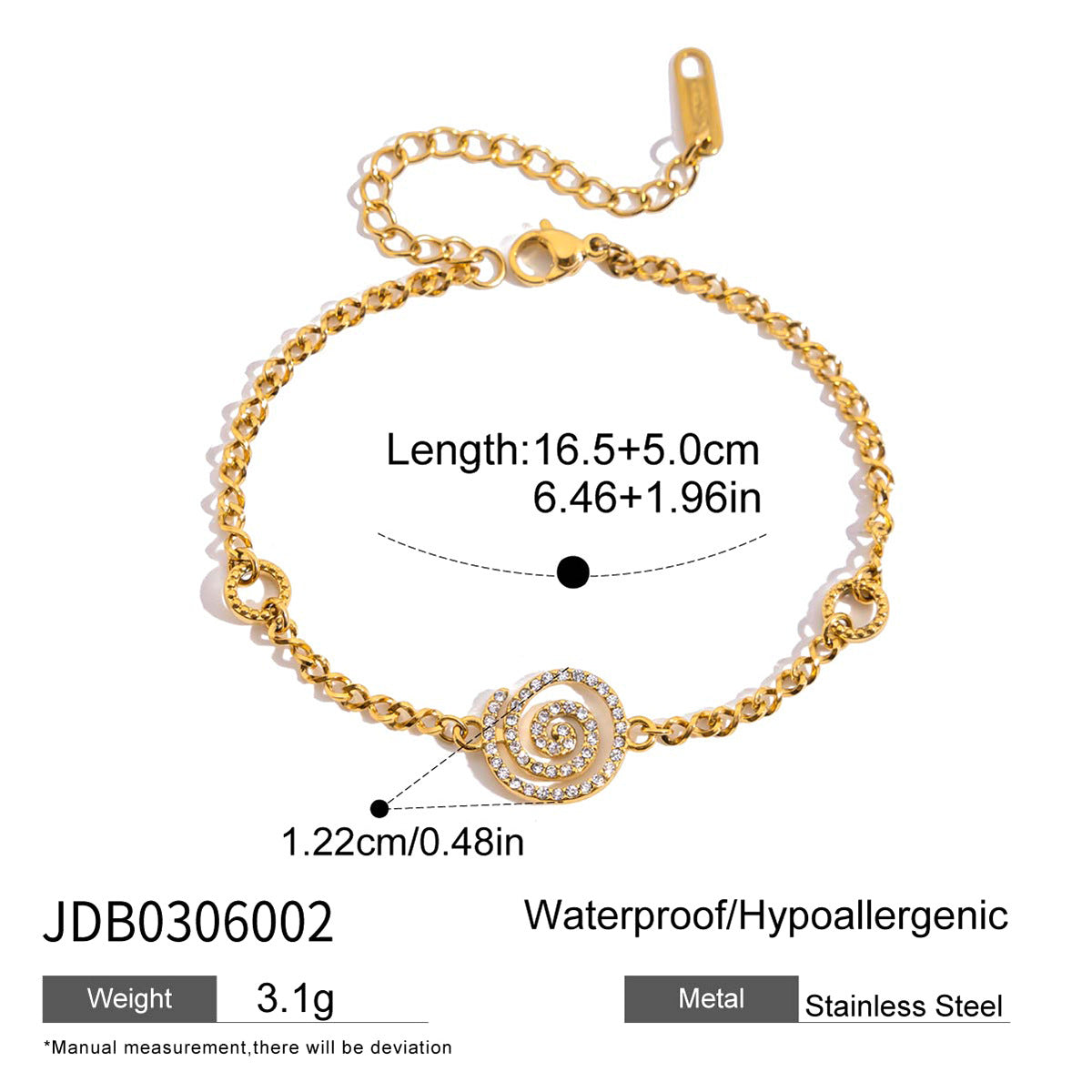 Wholesale 18K Stainless Steel Flower Bracelet with Diamonds