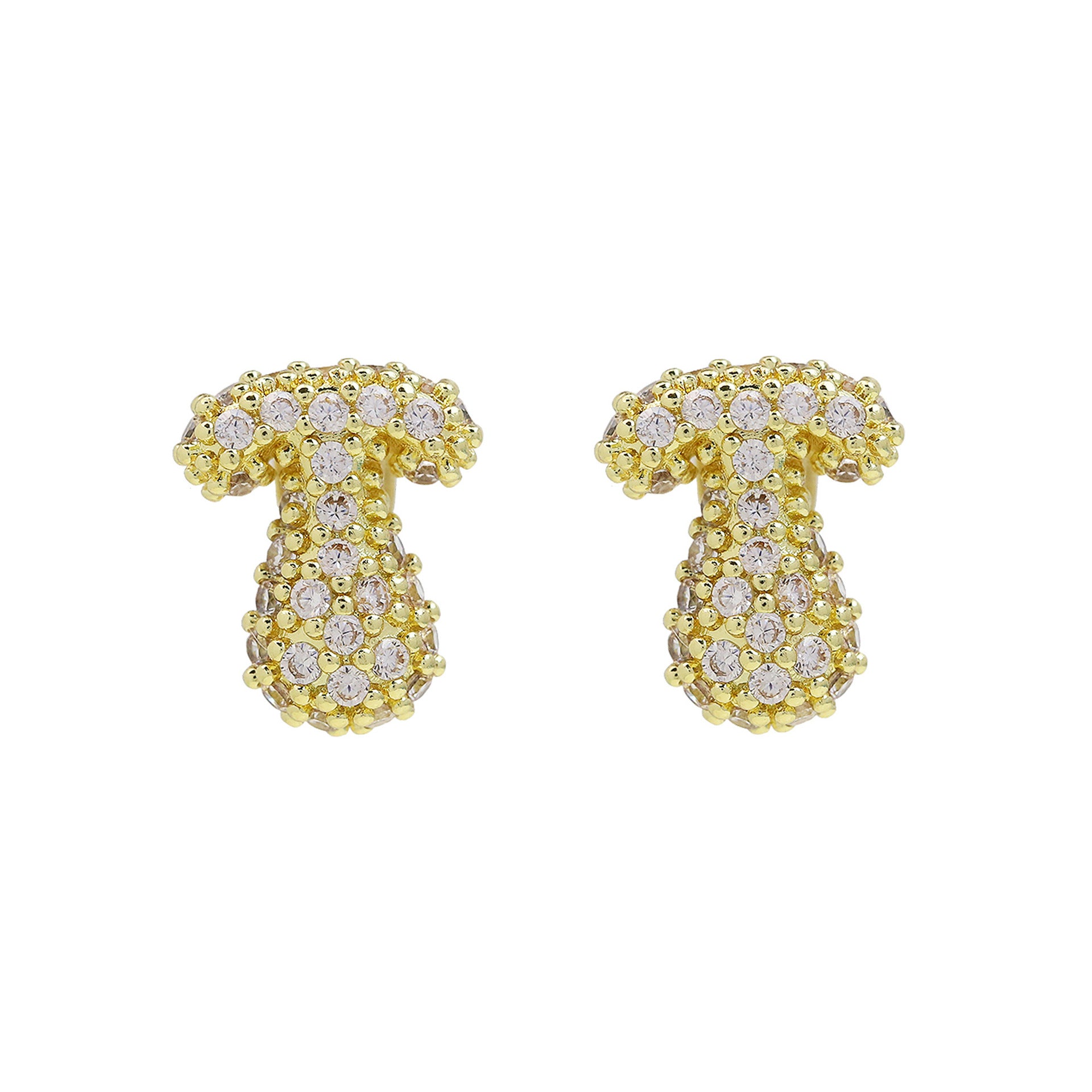 Wholesale 18k Brass Balloon Bubble Zircon small size 26 English Cute Letter Earrings