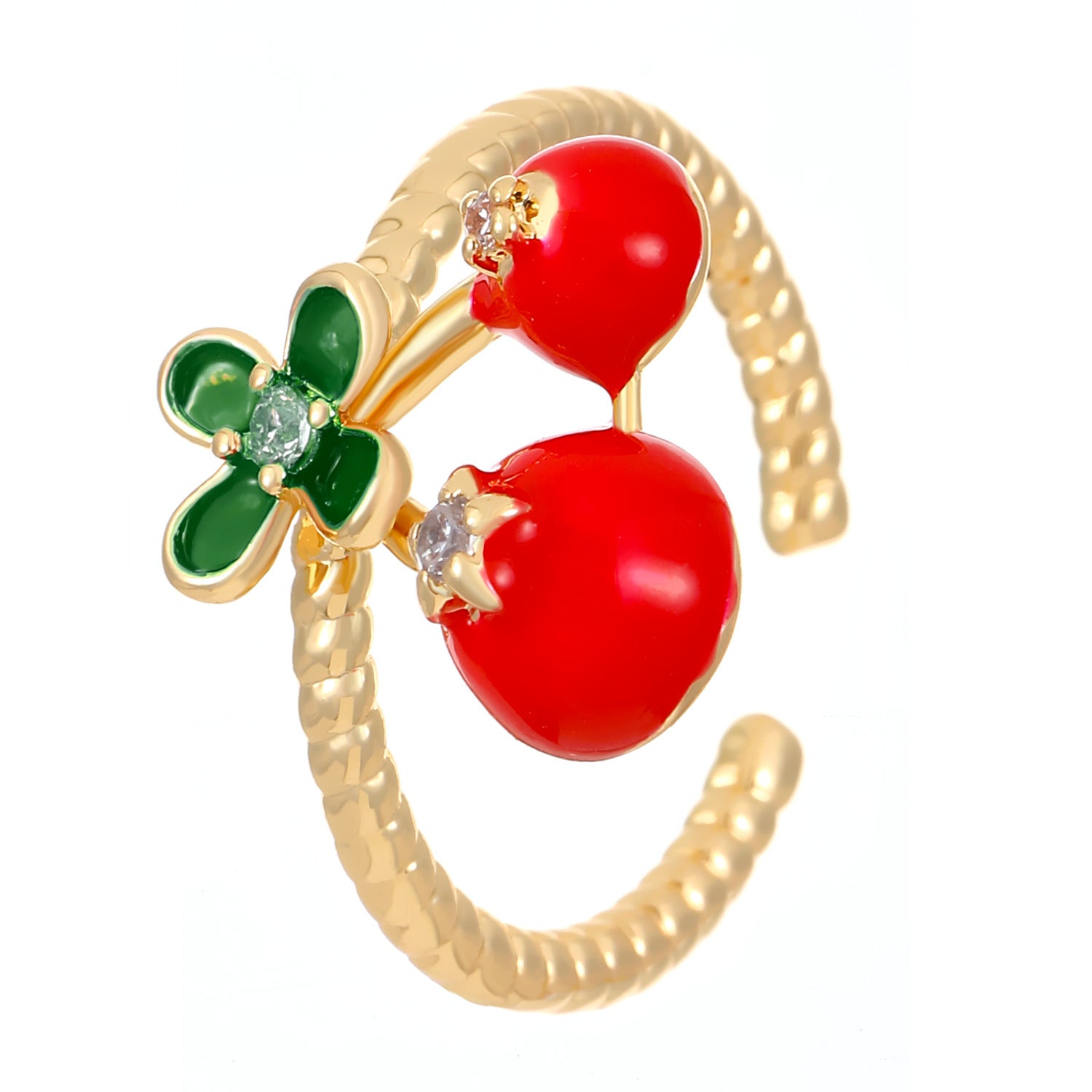 Wholesale Cute  Open Ring Double-layer Micro-inlaid Zircon Ring