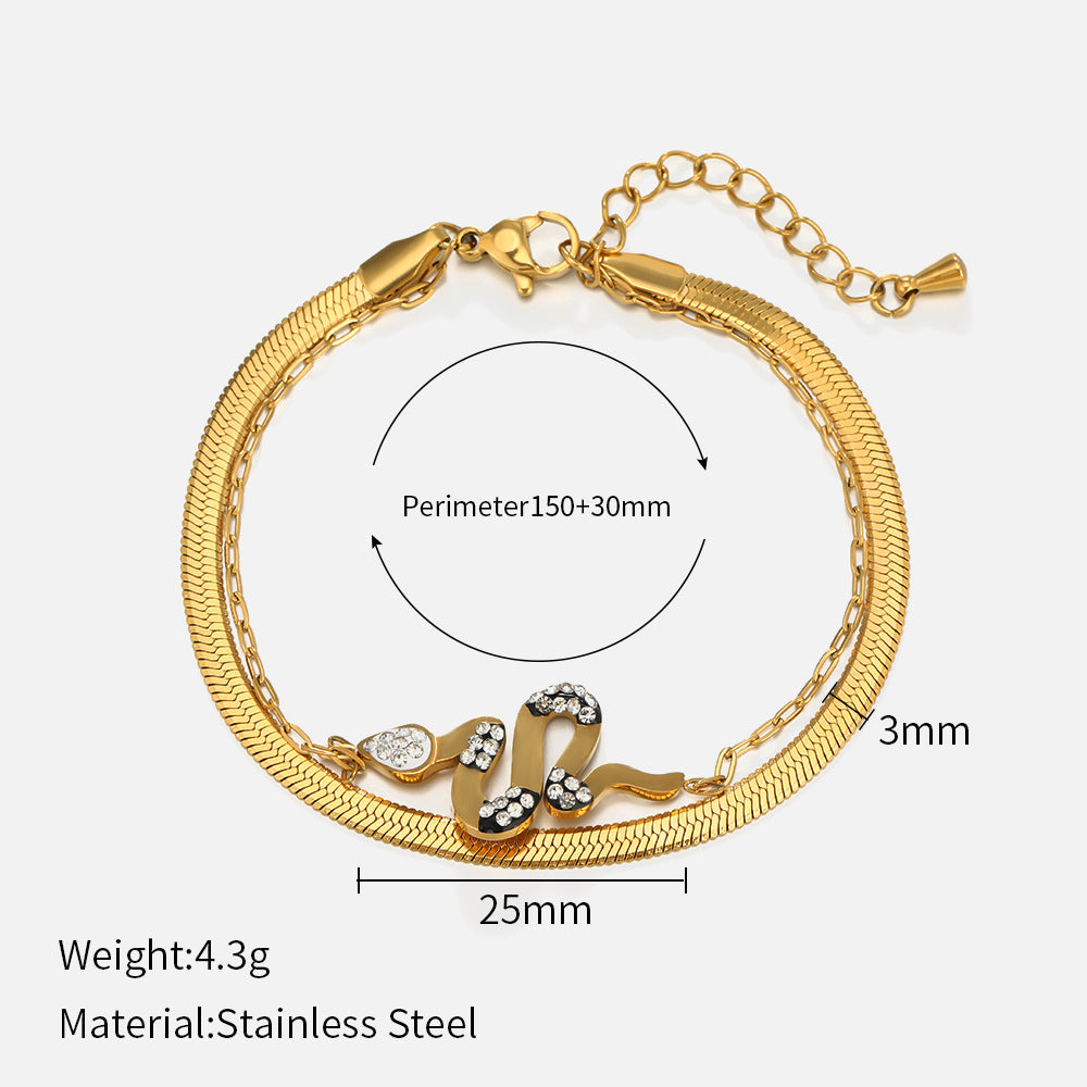 Wholesale  Snake Double Layer Stainless Steel Bracelet
