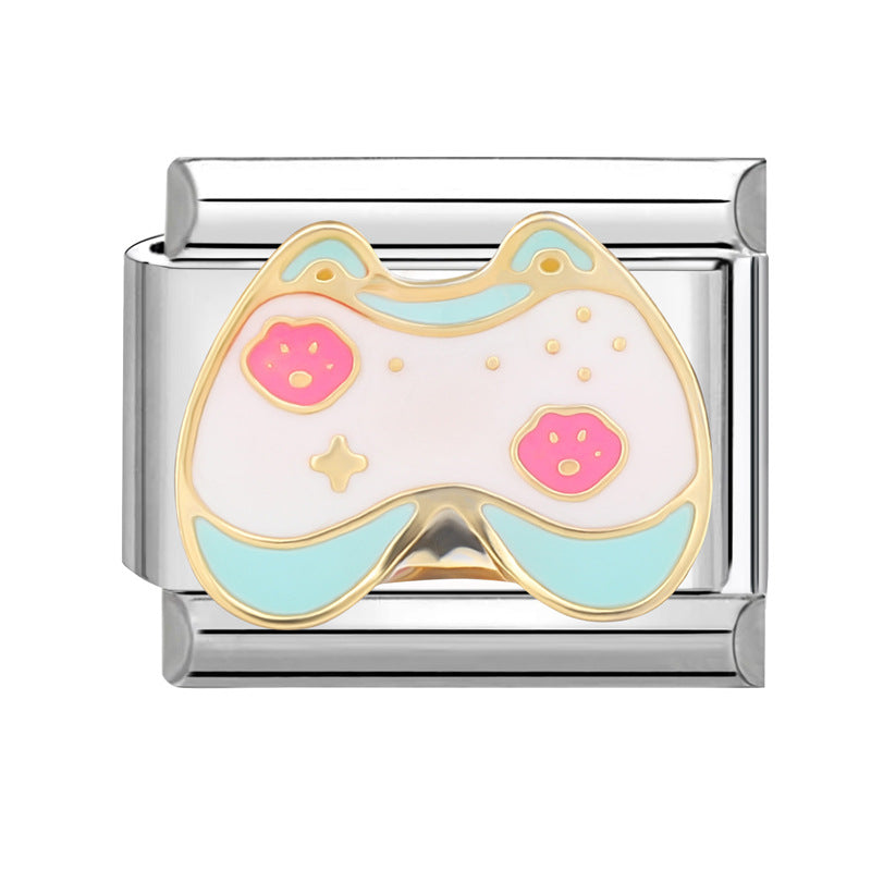 Wholesale Italian Beaded Bracelet 9mm DIY Splicing Removable Orange Game Series Titanium Steel Combinable Bracelet