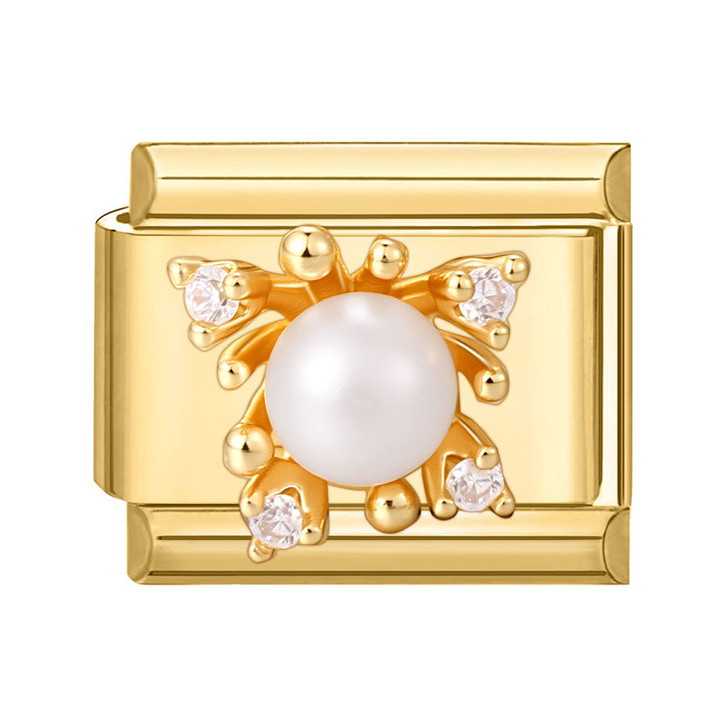 Wholesale Italian Charm Bracelet 9mm DIY Splicing Gold Micro-Inlaid Cubic Zirconia Stainless Steel Composable Bracelet