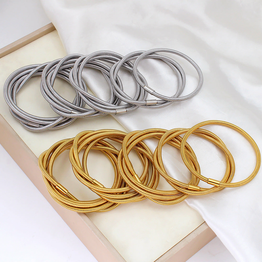 Wholesale Simple Style Geometric 304 Stainless Steel Bracelets 18k Gold Plated Bracelet ACC-BT-MeiSD004