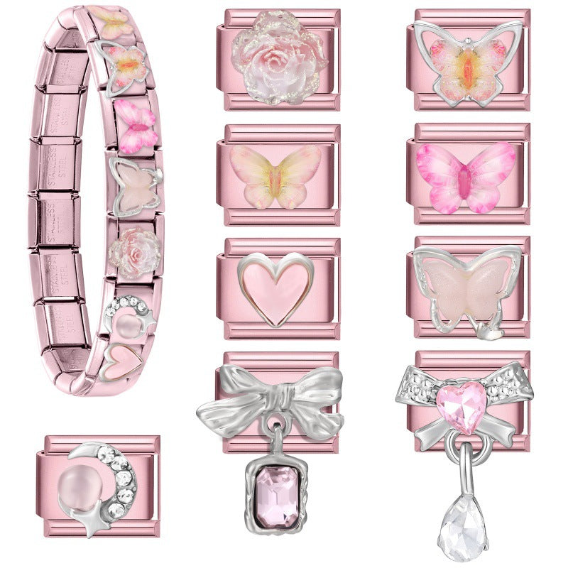 Wholesale 9mm Italian Charm Starter Bracelets DIY Butterfly Heart Stainless Steel Composable Bracelet