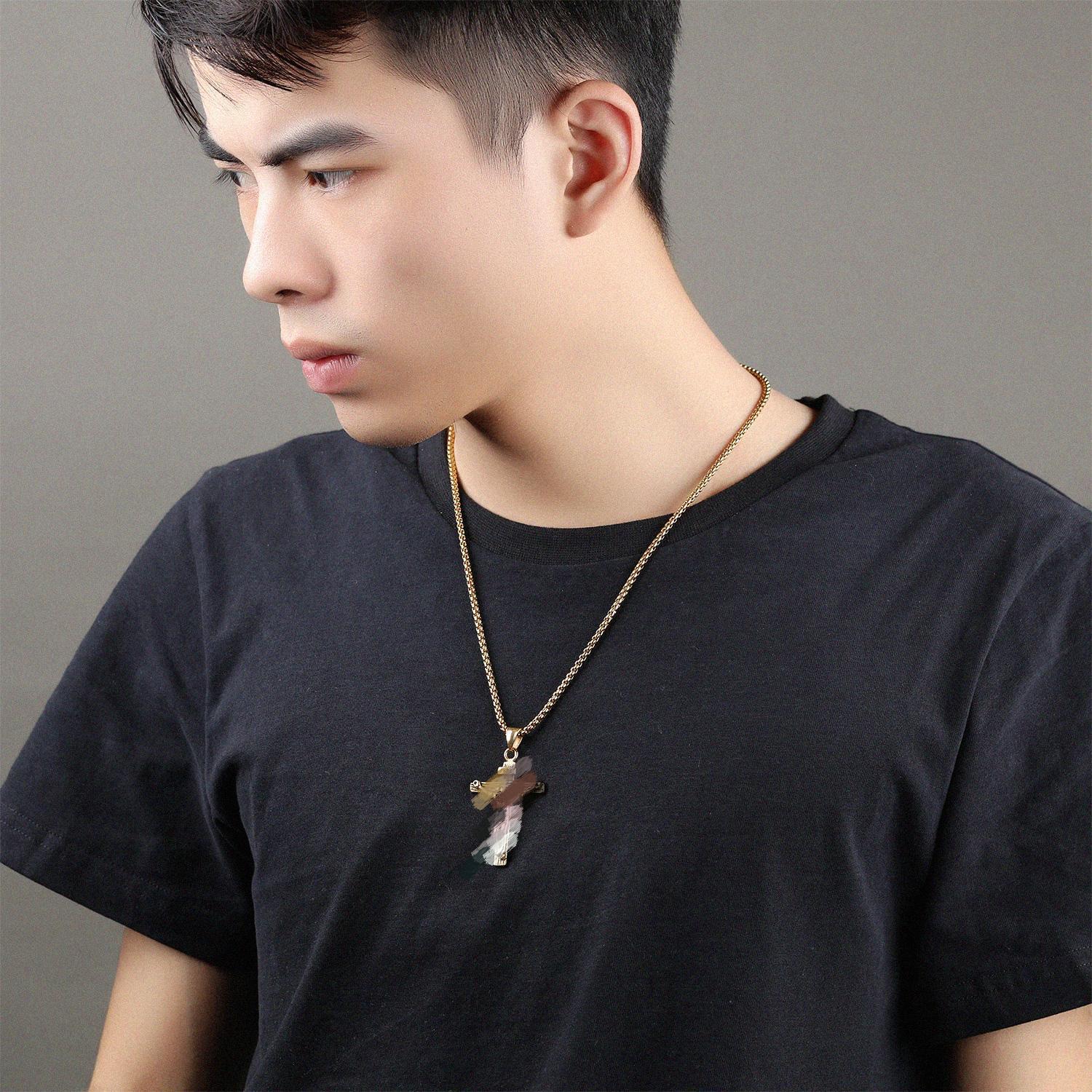 Wholesale retro cross pendant men's street hip hop Joker titanium steel necklace