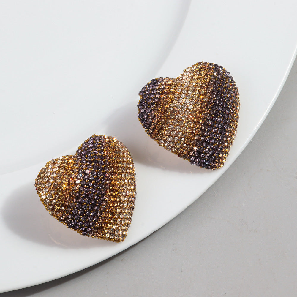 Wholesale Gradient Color Rhinestone Metal Earrings ACC-ES-ChouD004