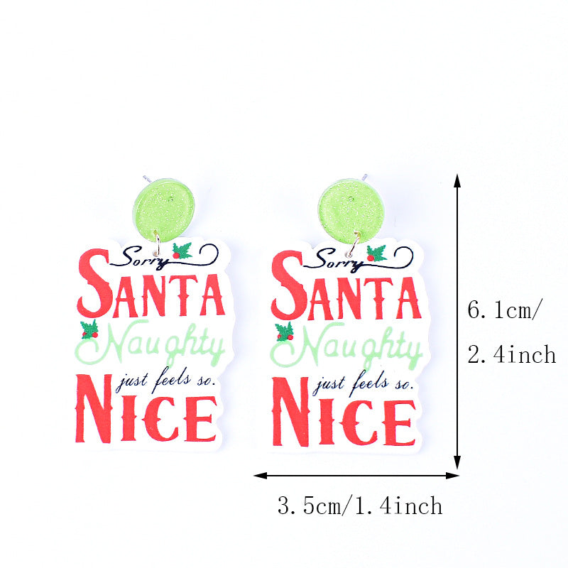 Wholesale Christmas Green Furry Monster  Heart-Shaped Earrings