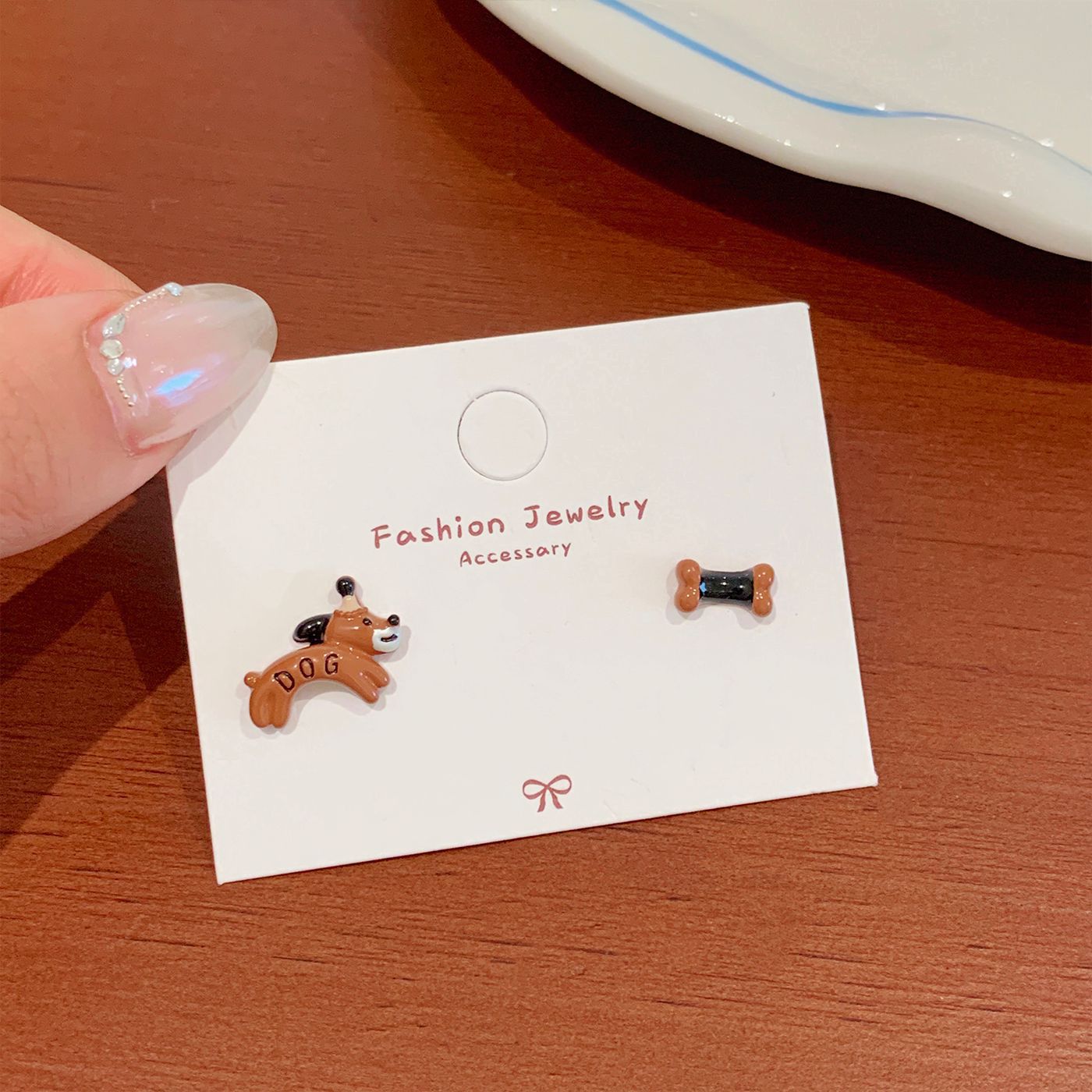 Wholesale Cute West Highland cartoon earrings with silver needle design  bear and horse all-match earrings