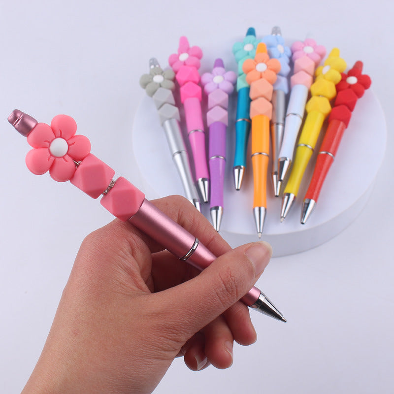 Wholesale Beaded Pens Handmade Flower Silicone Beaded Ballpoint Pen