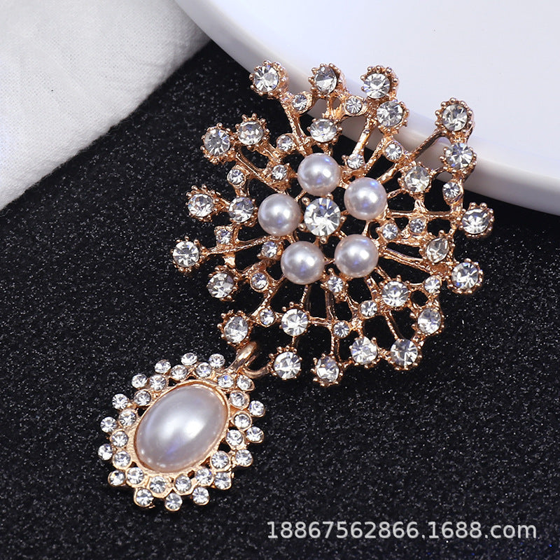 Wholesale  Diamond Pearl Flower Sun God flower brooch gem pendant