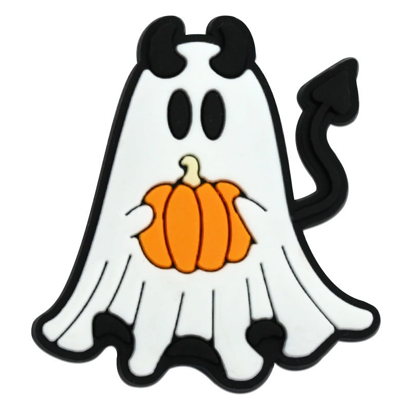 Wholesale Random 100pcs  Series White Ghost Clogs  PVC Soft Rubber Shoe Buckle Decoration