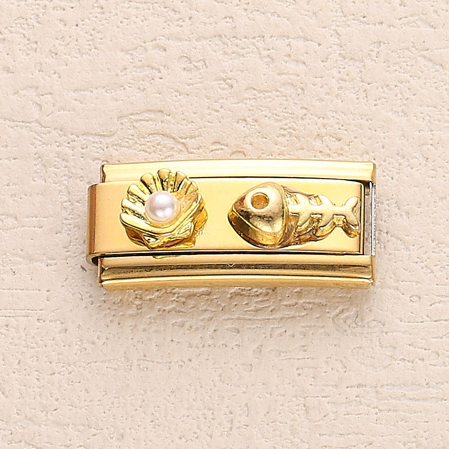 Wholesale 10pcs Italian Charm Bracelet 9mm DIY Splicing Cute Creative Stainless Steel Composable Bracelet