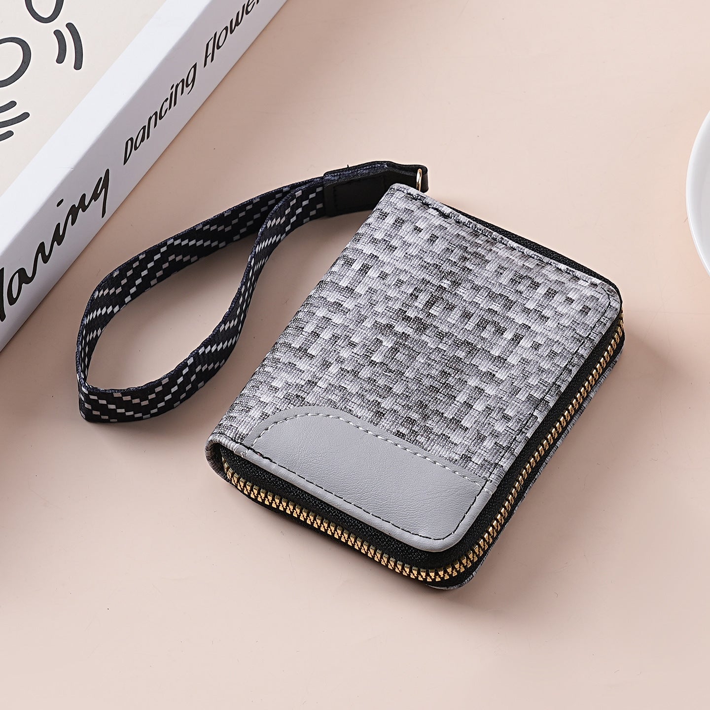 Wholesale Color Blocking PU Zip Wallet Stylish Card Case Coin Purse Unisex Gift Boutique Resale