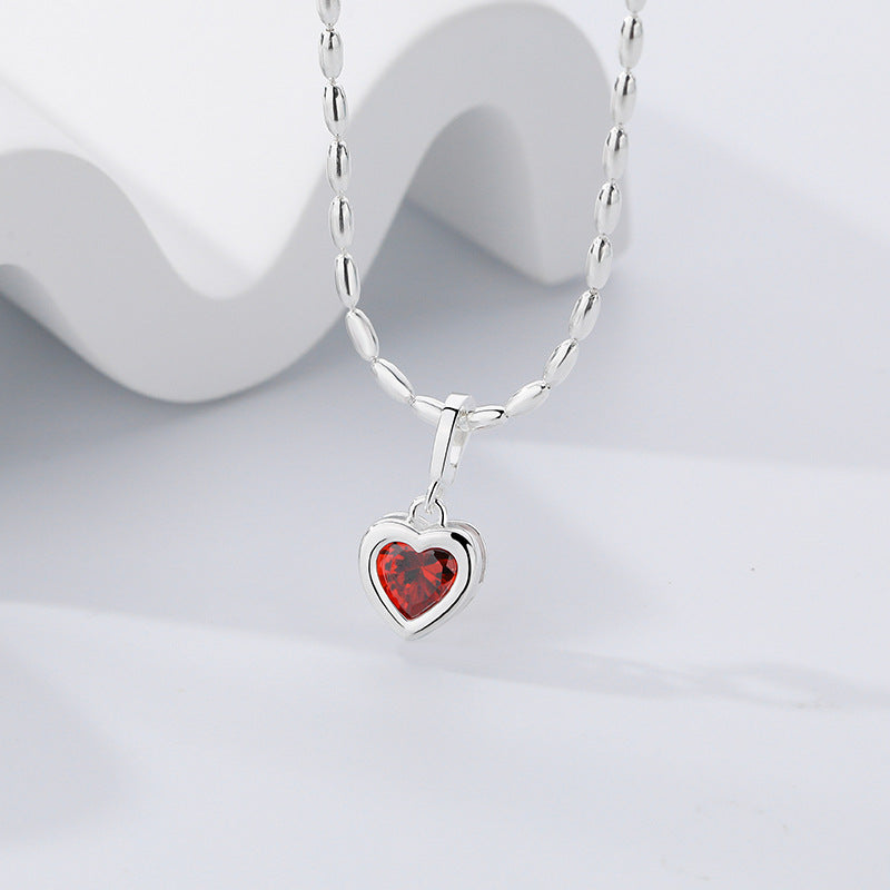 Wholesale 925 sterling silver twelve birthstone heart necklace