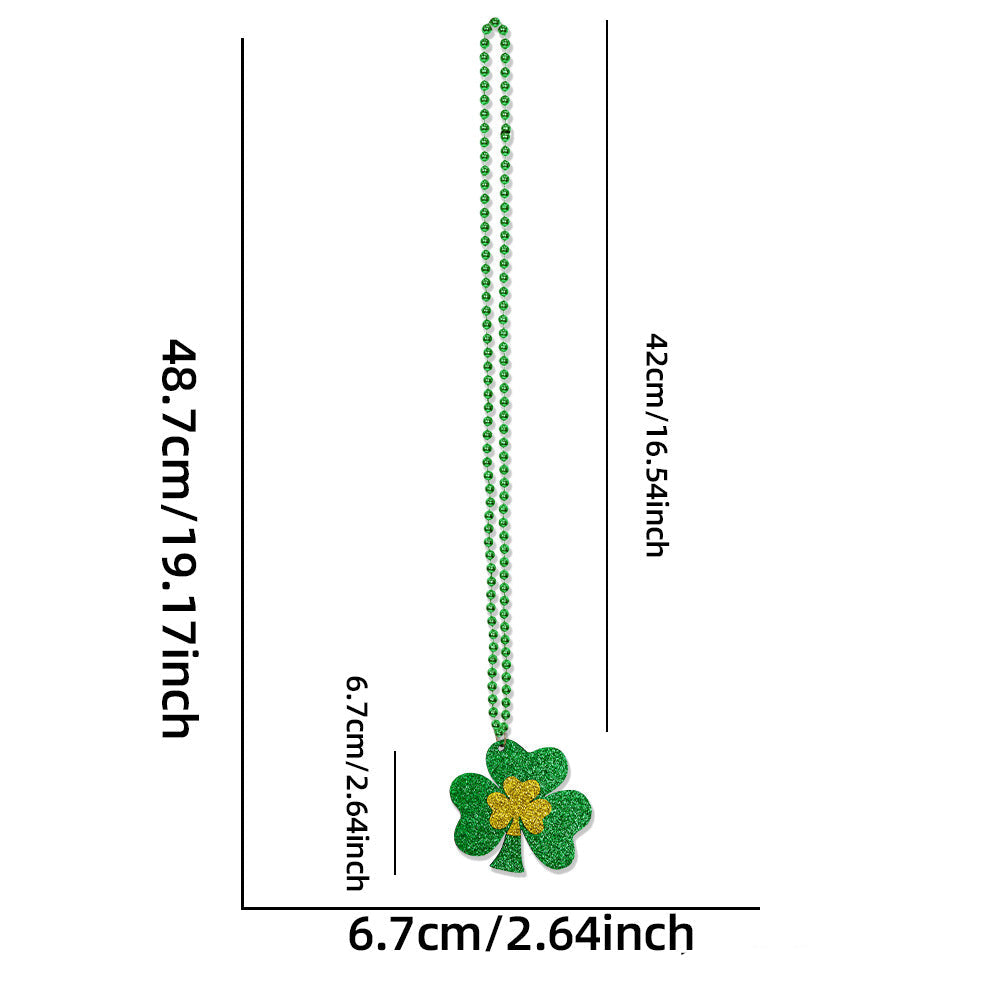 Wholesale St Patrick's Day clover beads chain Irish day  jewelry accessories green pendant necklace