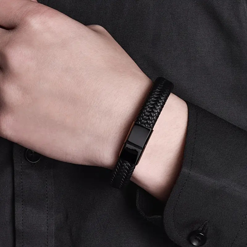 Wholesale men's leather rope magnet buckle bracelet