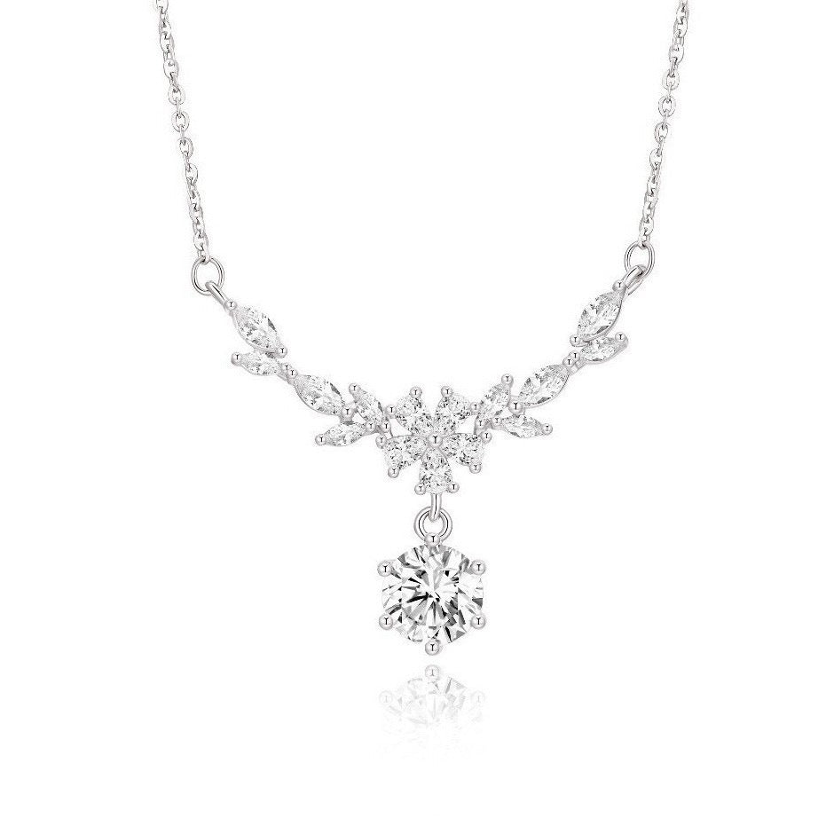 Wholesale Electroplated Zinc Alloy Wisteria Flower Pendant Necklace Forest Style Layered Chain Casual Fashion Jewelry Boutique Resale