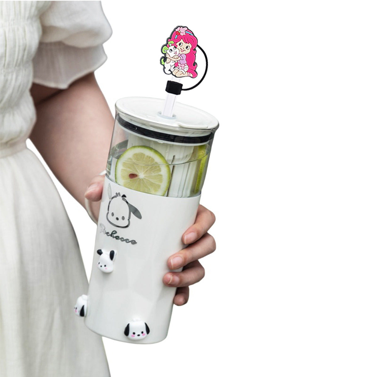 Wholesale 10pcs Strawberry Girl Straw Cover Straw Tube Cap