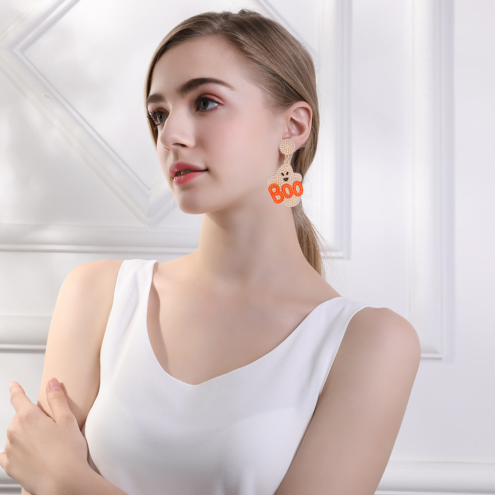 Wholesale Halloween Ghost Rice Bead Earrings ACC-ES-Jicai002