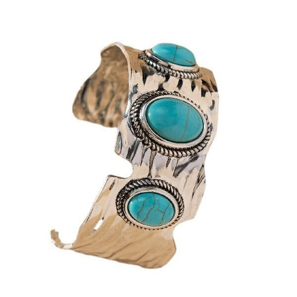 Wholesale Bohemian Oval Pattern Turquoise Iron Bracelet ACC-BT-Gaoz005