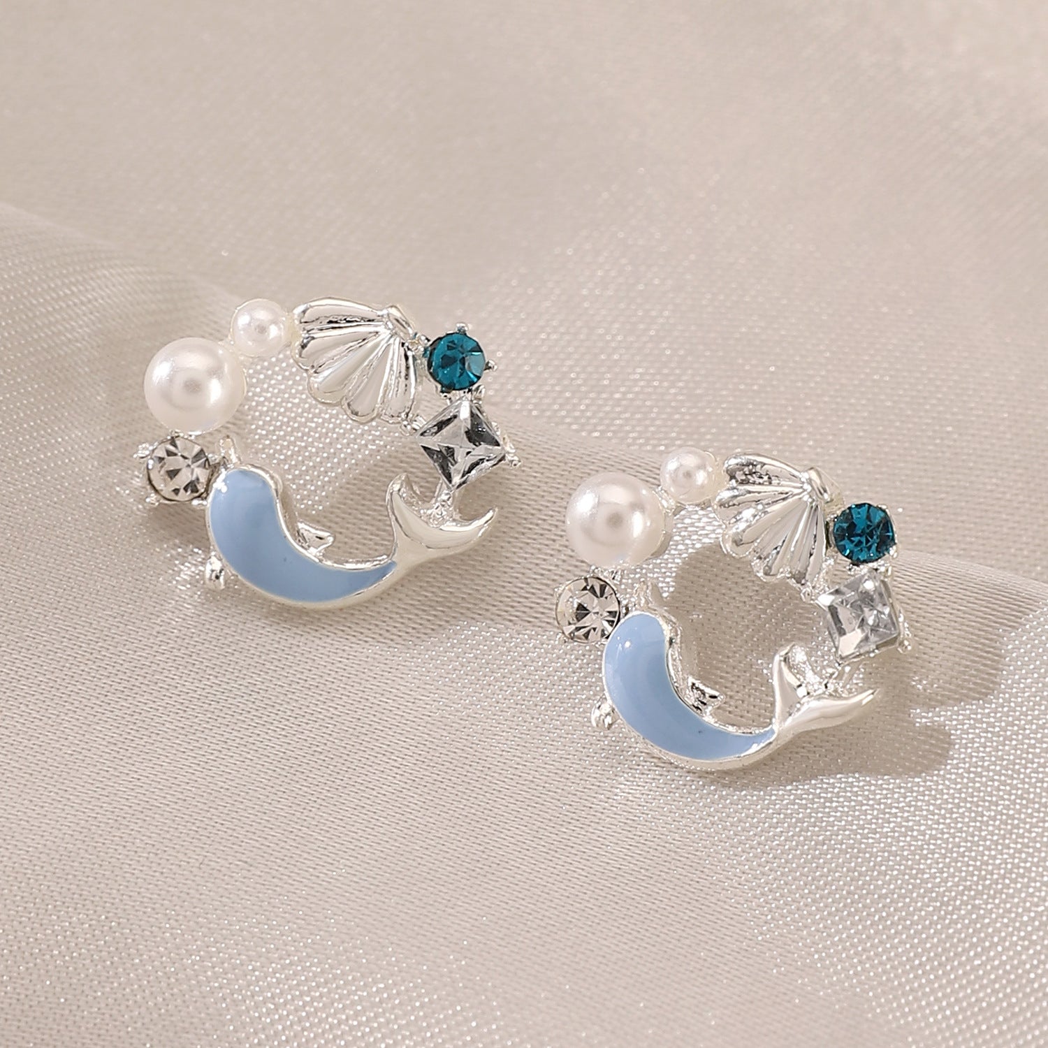 Wholesale Tassel Diamond Starfish  Pearl Earrings