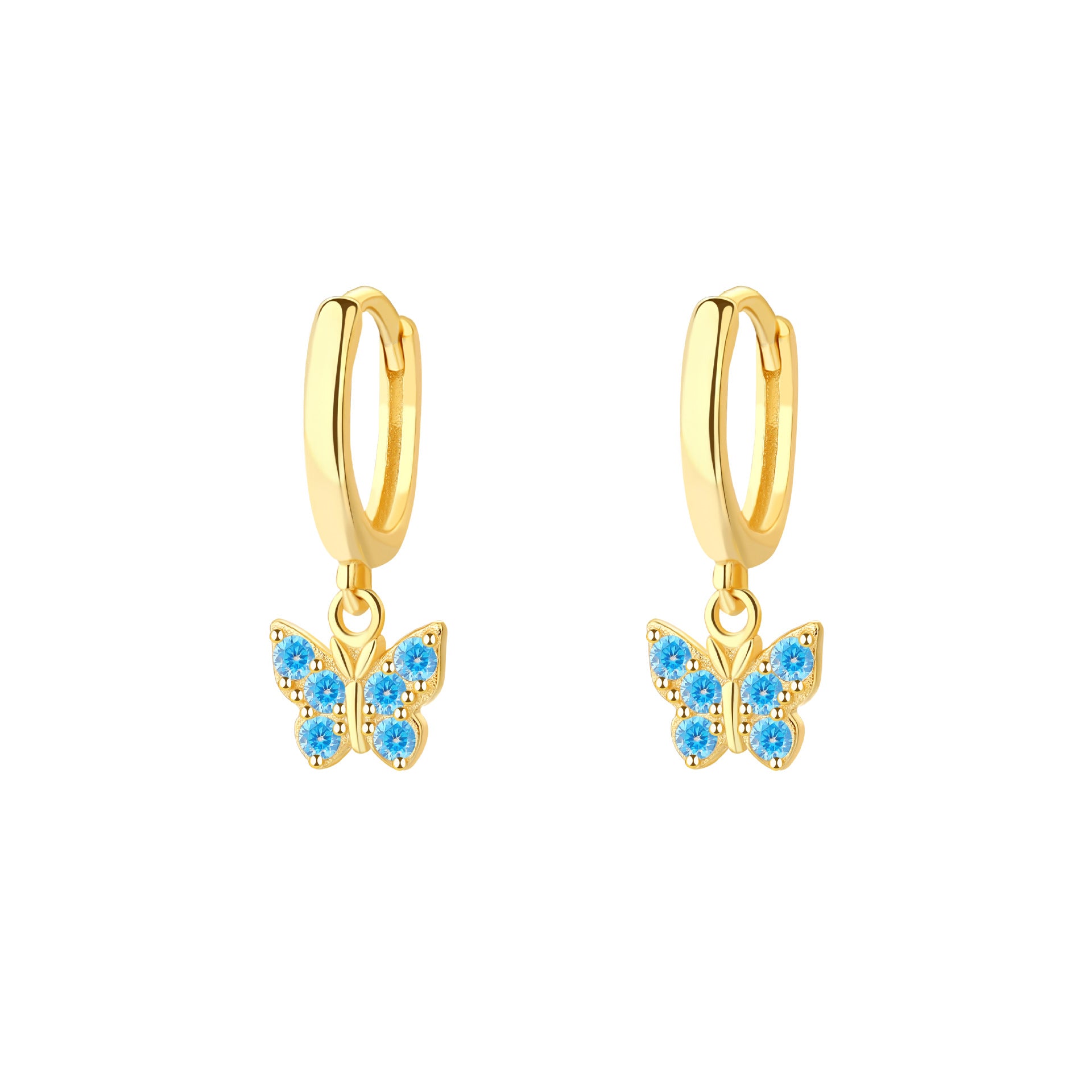 Wholesale S925 sterling silver butterfly zircon geometric earrings