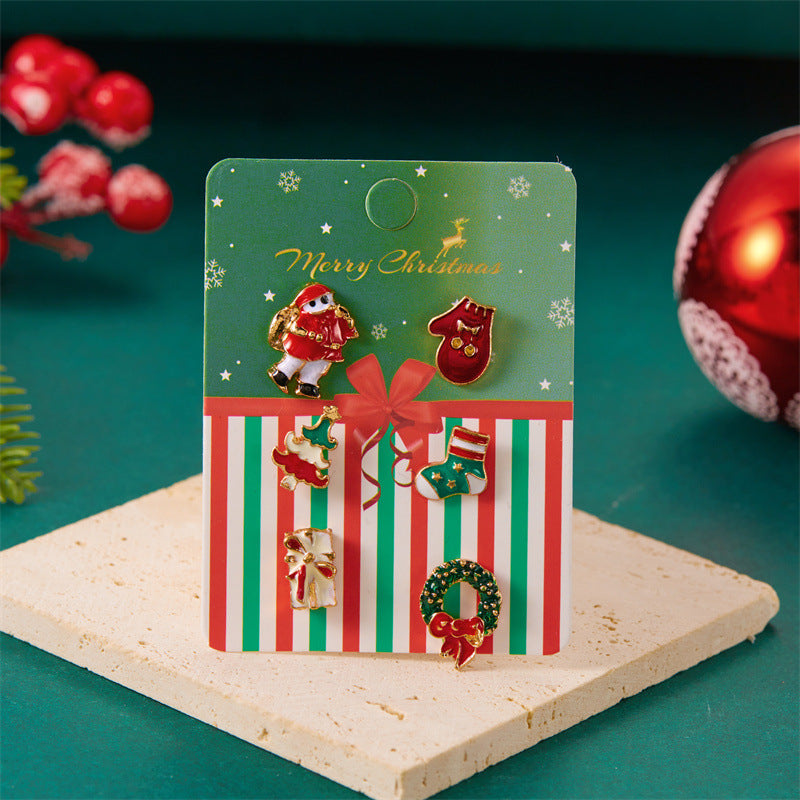 Wholesale Christmas tree wreath elk 6 pack brooch