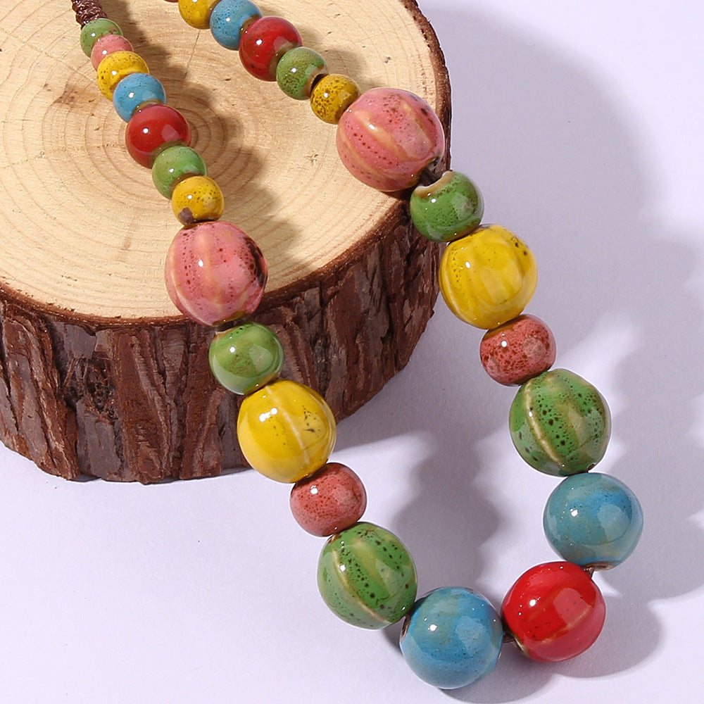 Wholesale Retro Ethnic Style Colorful Ceramic Necklace